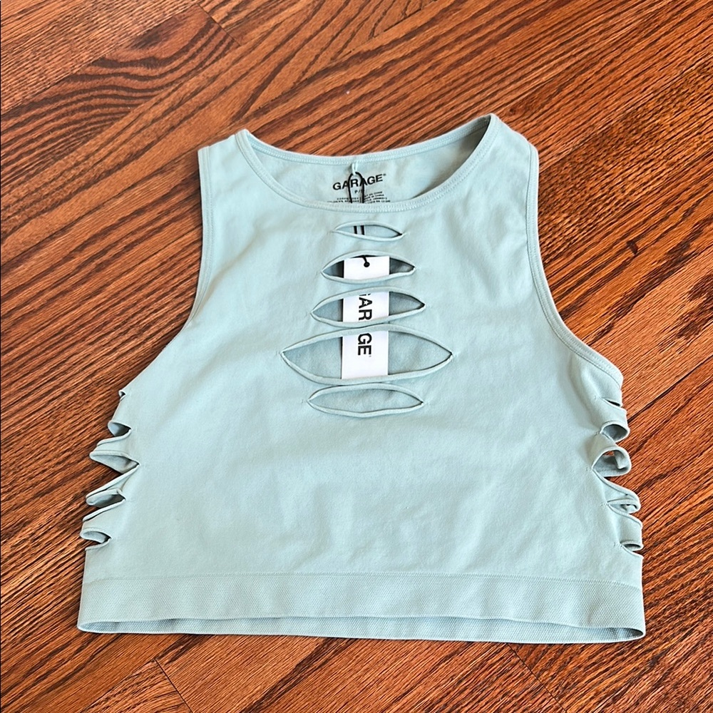 Garage Blue Sleeveless Crop Tank Top